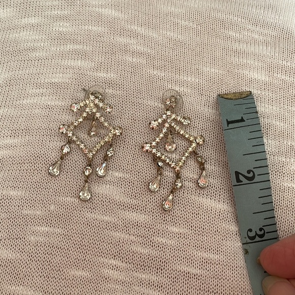 Chandelier Silver Asian Inspired Earrings w/Rhinestones - Picture 3 of 4